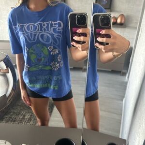 Urban Outfitters Project Social T show love blue oversized tee shirt